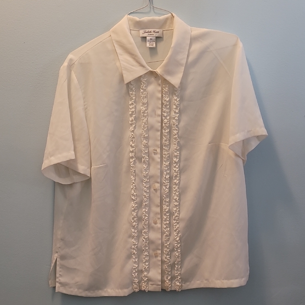 Elegant Ruffled Front Button Blouse